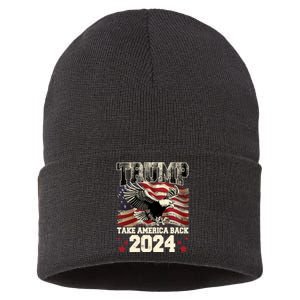 Donald Trump 2024 Take America Back Usa United States Sustainable Knit Beanie