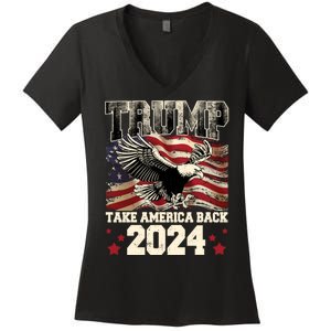 Donald Trump 2024 Take America Back Usa United States Women's V-Neck T-Shirt