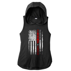 Donald Trump 2024 Take America Back American Flag Patriotic Ladies PosiCharge Tri-Blend Wicking Draft Hoodie Tank