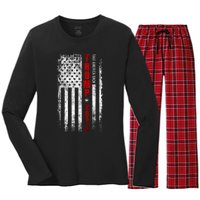 Donald Trump 2024 Take America Back American Flag Patriotic Women's Long Sleeve Flannel Pajama Set 