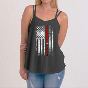 Donald Trump 2024 Take America Back American Flag Patriotic Women's Strappy Tank