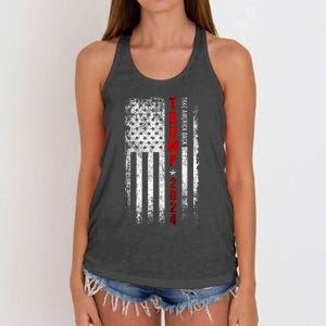 Donald Trump 2024 Take America Back American Flag Patriotic Women's Knotted Racerback Tank