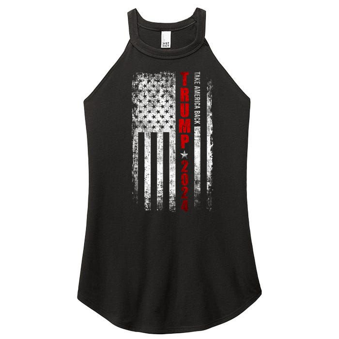 Donald Trump 2024 Take America Back American Flag Patriotic Women's Perfect Tri Rocker Tank