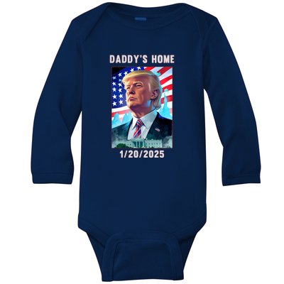 Donald Trump 2024 Daddys Home Baby Long Sleeve Bodysuit