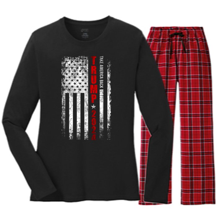 Donald Trump 2024 Take America Back Usa United States Women's Long Sleeve Flannel Pajama Set 