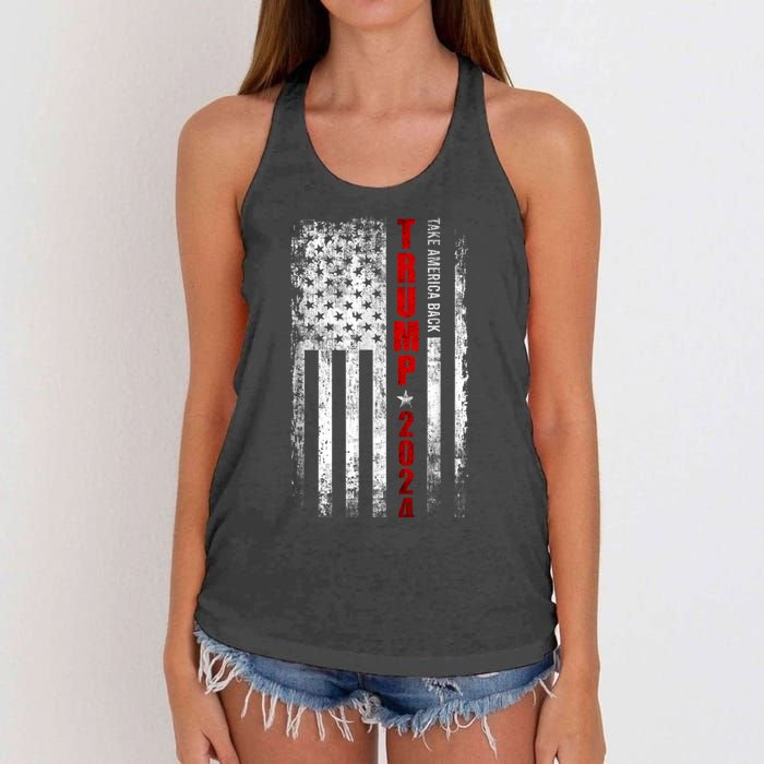 Donald Trump 2024 Take America Back Usa United States Women's Knotted Racerback Tank