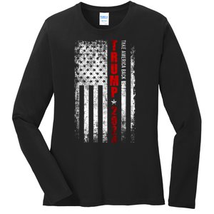 Donald Trump 2024 Take America Back Usa United States Ladies Long Sleeve Shirt