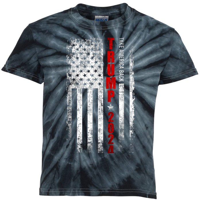 Donald Trump 2024 Take America Back Usa United States Kids Tie-Dye T-Shirt