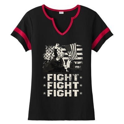 Donald Trump 2024 Fight Fight Fight Donald Trump Fist Pump Ladies Halftime Notch Neck Tee