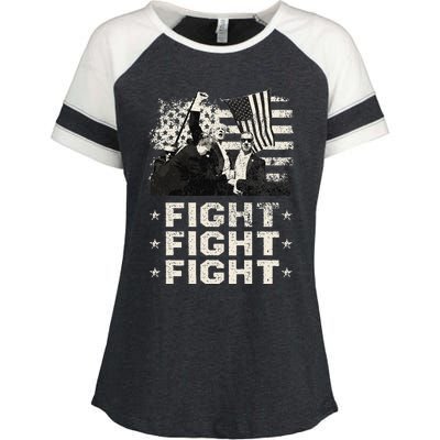 Donald Trump 2024 Fight Fight Fight Donald Trump Fist Pump Enza Ladies Jersey Colorblock Tee