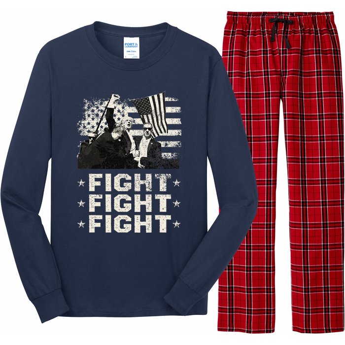 Donald Trump 2024 Fight Fight Fight Donald Trump Fist Pump Long Sleeve Pajama Set