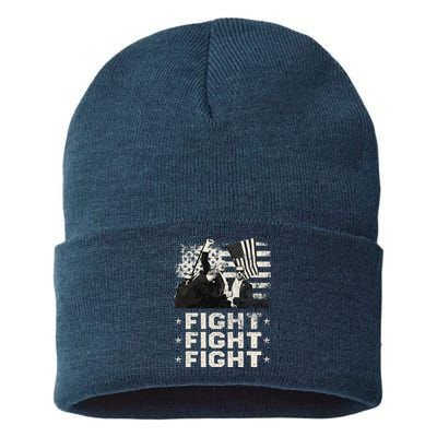 Donald Trump 2024 Fight Fight Fight Donald Trump Fist Pump Sustainable Knit Beanie