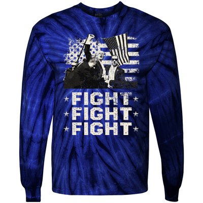 Donald Trump 2024 Fight Fight Fight Donald Trump Fist Pump Tie-Dye Long Sleeve Shirt