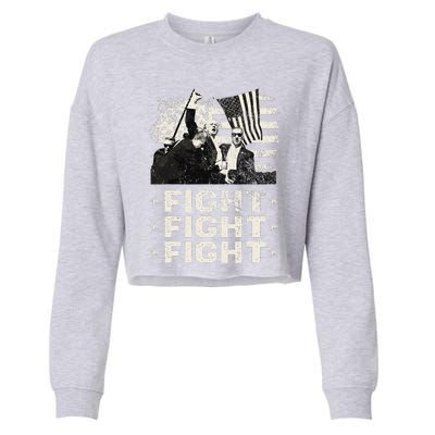 Donald Trump 2024 Fight Fight Fight Donald Trump Fist Pump Cropped Pullover Crew