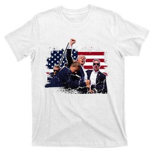 Donald Trump 2024 Fist Rally Trump Rally 2024 American Flag T-Shirt