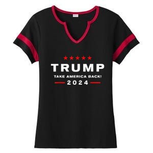 Donald Trump 2024 Take America Back Usa United States Ladies Halftime Notch Neck Tee