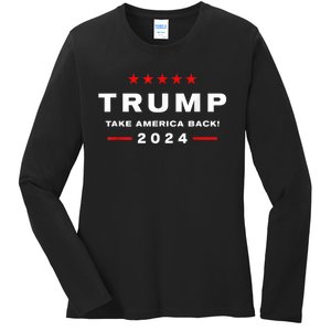 Donald Trump 2024 Take America Back Usa United States Ladies Long Sleeve Shirt