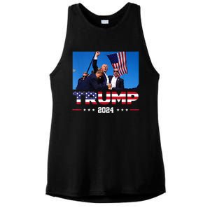 Donald Trump 2024 Survived Shot At Election Rall Ladies PosiCharge Tri-Blend Wicking Tank