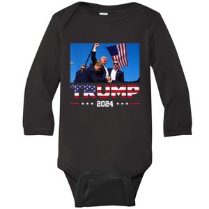 Donald Trump 2024 Survived Shot At Election Rall Baby Long Sleeve Bodysuit