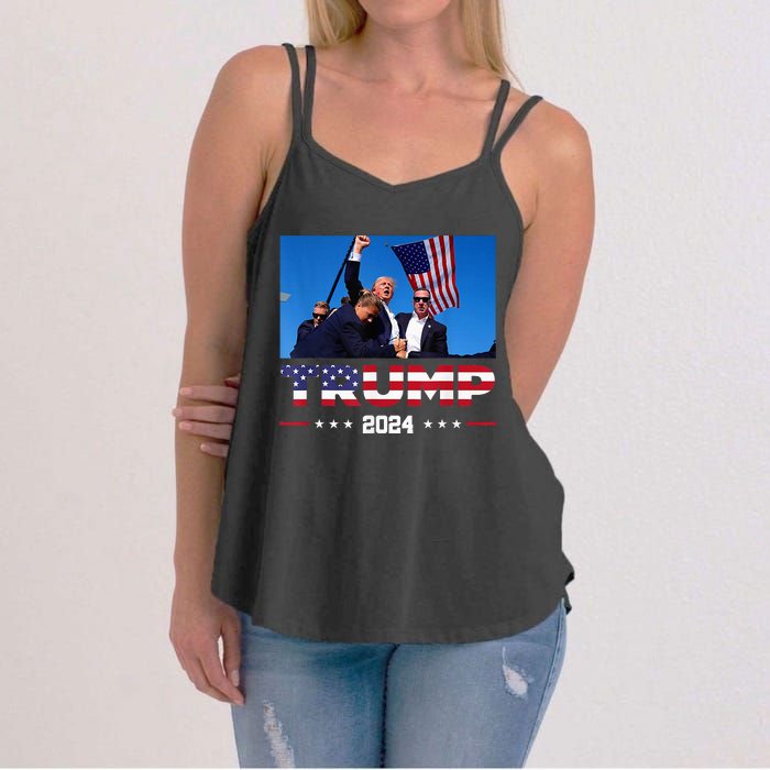 Donald Trump 2024 Survived Shot At Election Rall Women's Strappy Tank