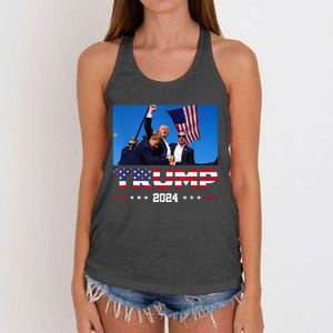 Donald Trump 2024 Survived Shot At Election Rall Women's Knotted Racerback Tank