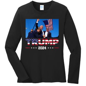 Donald Trump 2024 Survived Shot At Election Rall Ladies Long Sleeve Shirt