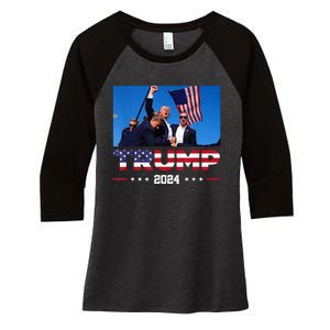 Donald Trump 2024 Survived Shot At Election Rall Women's Tri-Blend 3/4-Sleeve Raglan Shirt