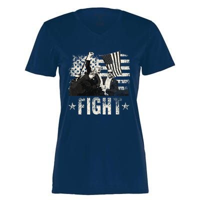 Donald Trump 2024 Fight Fight Fight Donald Trump Fist Pump Women's Momentum V-Neck T-Shirt