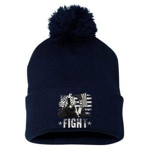 Donald Trump 2024 Fight Fight Fight Donald Trump Fist Pump Pom Pom 12in Knit Beanie