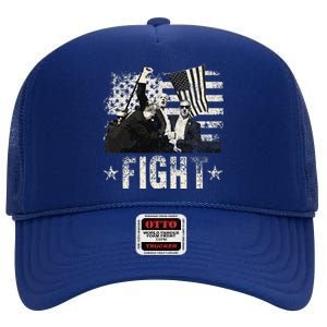 Donald Trump 2024 Fight Fight Fight Donald Trump Fist Pump High Crown Mesh Back Trucker Hat