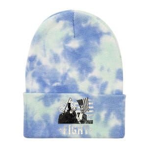 Donald Trump 2024 Fight Fight Fight Donald Trump Fist Pump Tie Dye 12in Knit Beanie