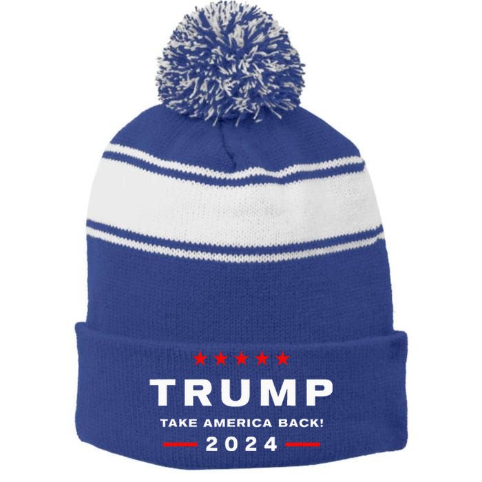 Donald Trump 2024 Take America Back Election  The Return  Stripe Pom Pom Beanie