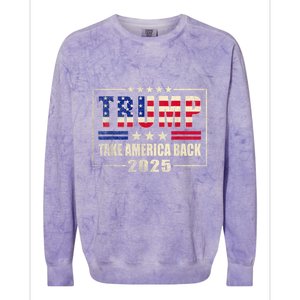 Donald Trump 2025 Take America Back American Flag Patriotic Colorblast Crewneck Sweatshirt