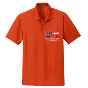 Donald Trump 2025 Take America Back American Flag Patriotic Dry Zone Grid Polo