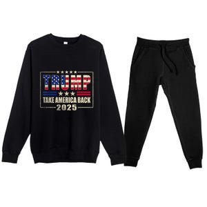 Donald Trump 2025 Take America Back American Flag Patriotic Premium Crewneck Sweatsuit Set