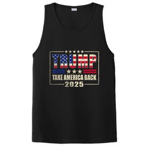 Donald Trump 2025 Take America Back American Flag Patriotic PosiCharge Competitor Tank