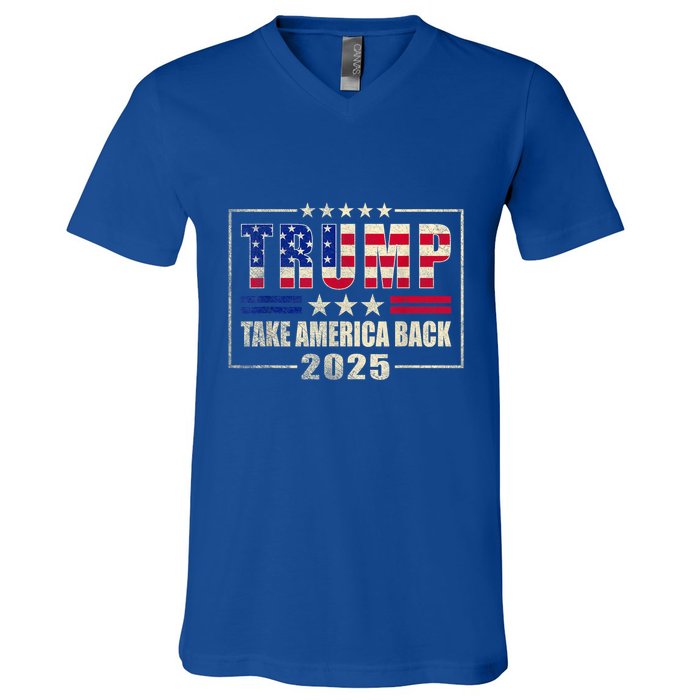 Donald Trump 2025 Take America Back American Flag Patriotic V-Neck T-Shirt