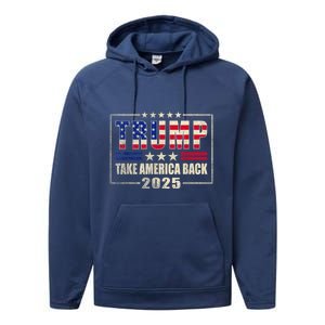 Donald Trump 2025 Take America Back American Flag Patriotic Performance Fleece Hoodie