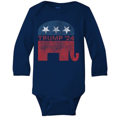 Donald Trump 2024 For President Pro Trump Vintage Republican Baby Long Sleeve Bodysuit