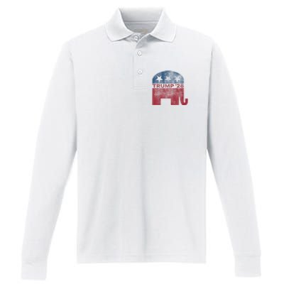 Donald Trump 2028 President Pro Trump Vintage Republican Performance Long Sleeve Polo