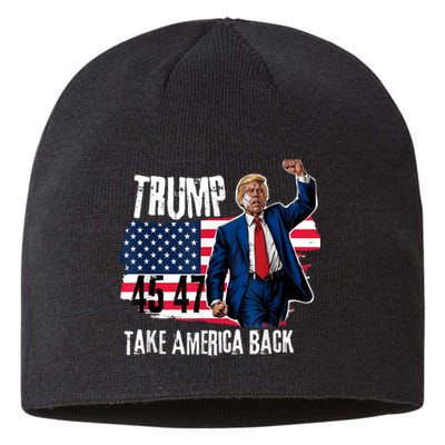 Donald Trump 2024 Take America Back American Flag Sustainable Beanie