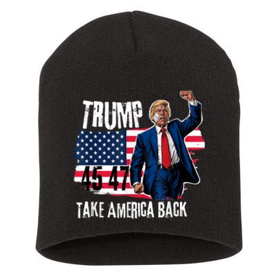 Donald Trump 2024 Take America Back American Flag Short Acrylic Beanie