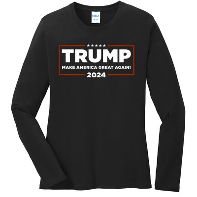 Donald Trump 2024 Make America Great Again MAGA Ladies Long Sleeve Shirt