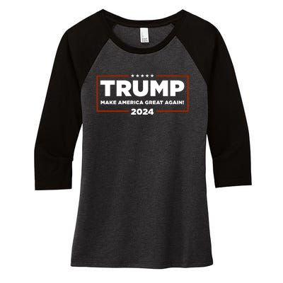 Donald Trump 2024 Make America Great Again MAGA Women's Tri-Blend 3/4-Sleeve Raglan Shirt