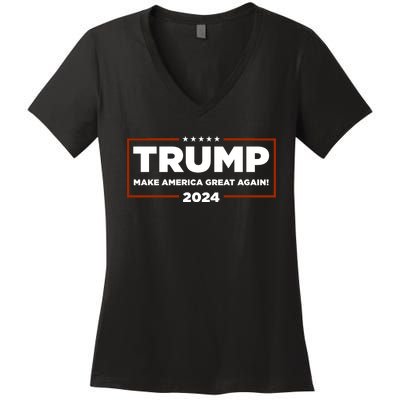 Donald Trump 2024 Make America Great Again MAGA Women's V-Neck T-Shirt