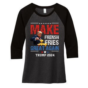 Donald Trump 2024 French Fry Make French Fries Great Again Women's Tri-Blend 3/4-Sleeve Raglan Shirt