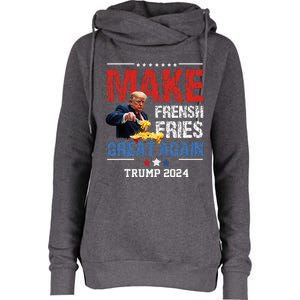 Donald Trump 2024 French Fry Make French Fries Great Again Womens Funnel Neck Pullover Hood