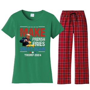 Donald Trump 2024 French Fry Make French Fries Great Again Women's Flannel Pajama Set