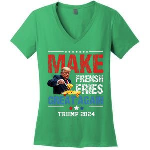 Donald Trump 2024 French Fry Make French Fries Great Again Women's V-Neck T-Shirt