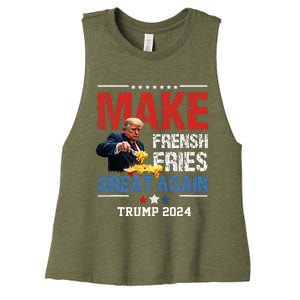 Donald Trump 2024 French Fry Make French Fries Great Again Women's Racerback Cropped Tank